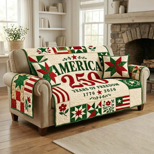 250th Anniversary USA Quilted Sofa Cover Fourth Of July 2026 Best Gifts For Family Day - Pvr