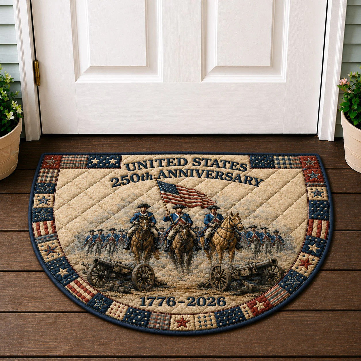 250th Anniversary USA Quilted Welcome Mat Anniversary With Flag Best Gifts For Family Day - Pvr