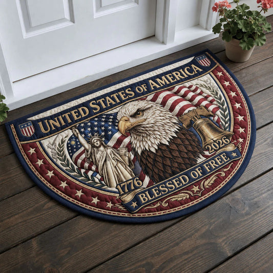 250th Anniversary USA Quilted Welcome mat USA 250Th Anniversary Patriotic Birthday Gifts - Pvr