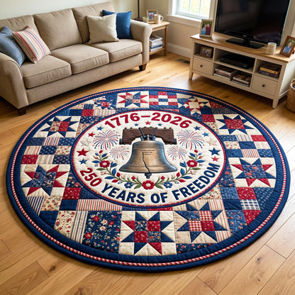 250th Anniversary USA Quilted Round Mat 1776 2026 With Ring Best Gifts For Father's Day - Pvr
