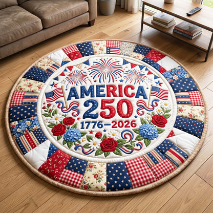 250th Anniversary USA Quilted Round Mat America Land Of The Free Best Gifts For Wife - Pvr