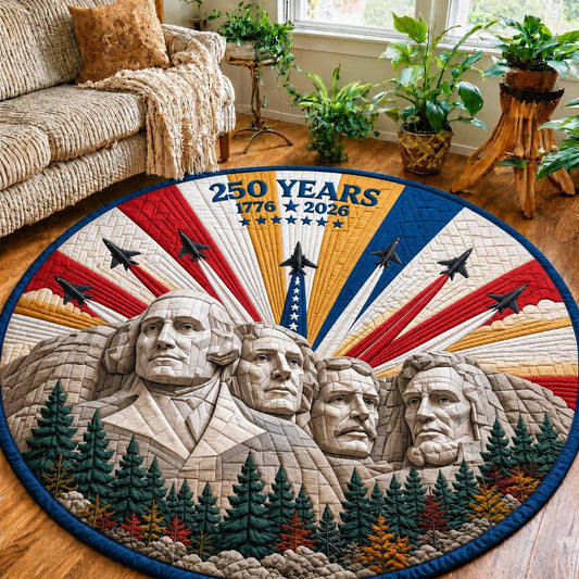 250th Anniversary USA Quilted Round Mat America's Birthday Best Gifts For Family Day - Pvr