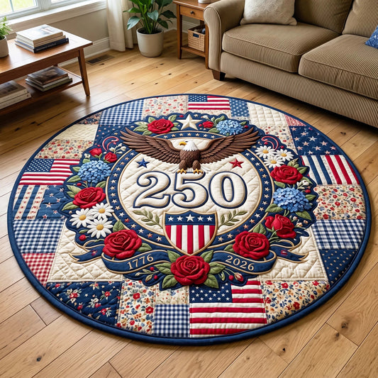 250th Anniversary USA Quilted Round Mat American Bald Eagle 250th Best Gifts For Father's Day - Pvr