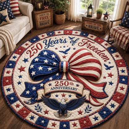 250th Anniversary USA Quilted Round Mat Bow American Flag Best Gifts For Husband - Pvr