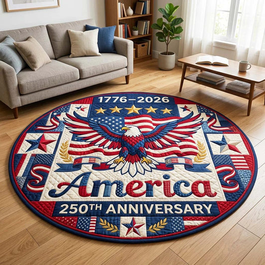 250th Anniversary USA Quilted Round Mat Celebrate America's 250th Gift For Women - Pvr