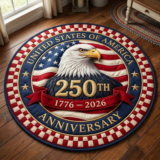 250th Anniversary USA Quilted Round Mat July 4 1776 July 4 2026 Best Gifts For Wife - Pvr