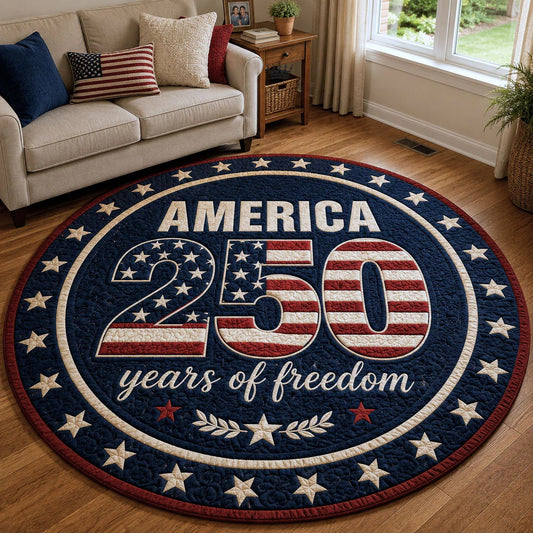 250th Anniversary USA Quilted Round Mat July 4 1776 July 4 2026 Gifts For Wife - Pvr