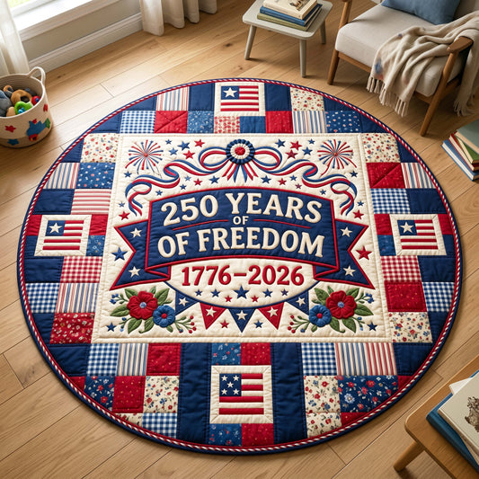 250th Anniversary USA Quilted Round Mat Memorial Day Best Gifts For Family Day - Pvr