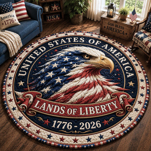 250th Anniversary USA Quilted Round Mat United States 250 Years Best Gifts For Father's Day - Pvr