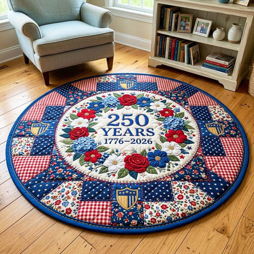 250th Anniversary USA Quilted Round Mat We The People Patriotic Gift For Dad - Pvr