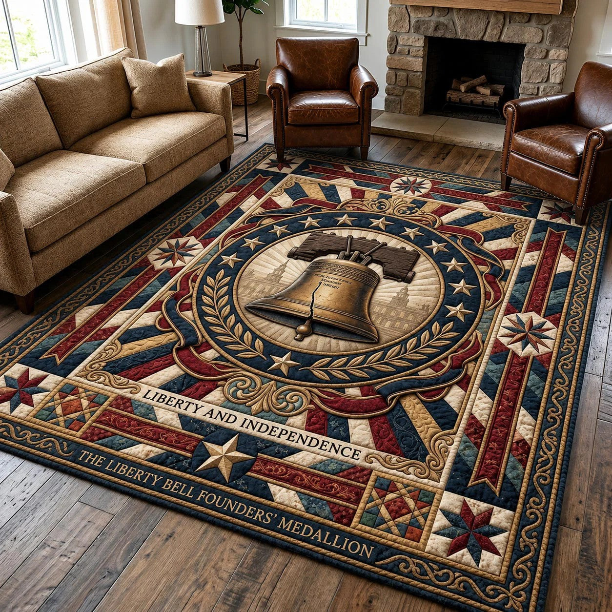 250th Anniversary USA Quilted Area Rug Celebrating USA 250 Gifts For A Patriotic Person - Pvr