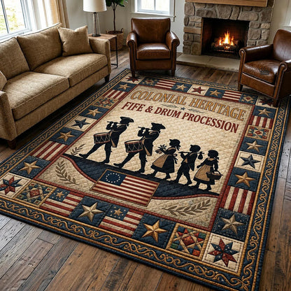 250th Anniversary USA Quilted Area Rug Colonial Heritage Best Gifts For Husband - Pvr