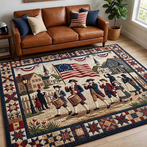 250th Anniversary USA Quilted Area Rug Patriotic American 250 Years Best Gifts For Fans - Pvr