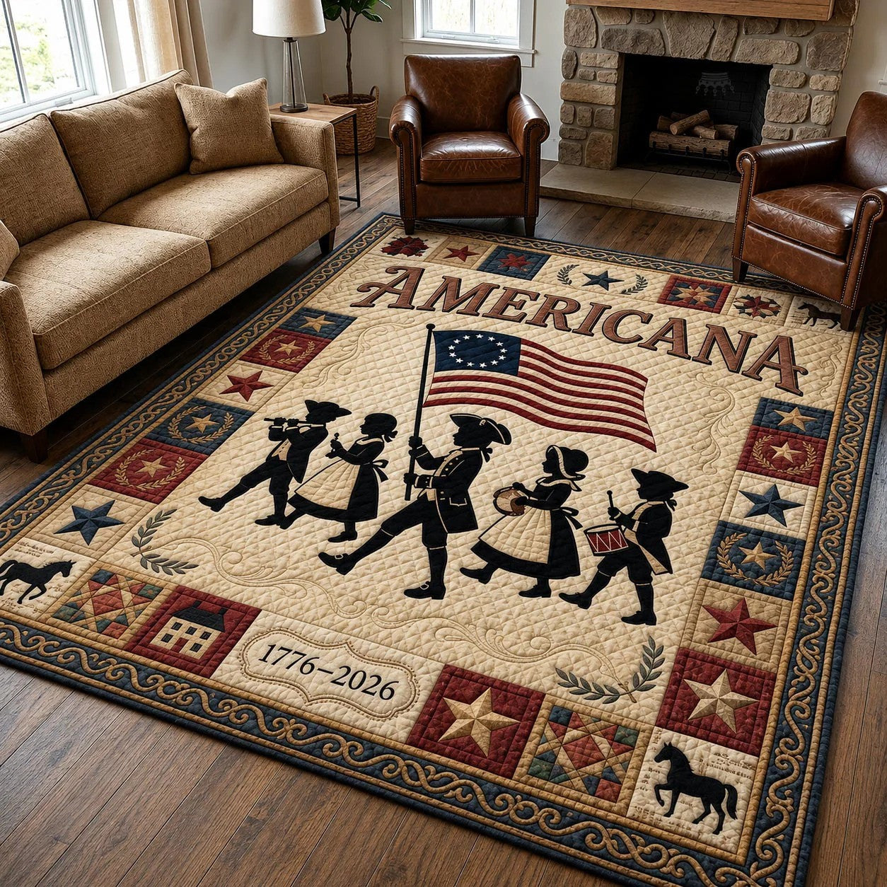 250th Anniversary USA Quilted Area Rug Proud We The People Patriotic Gifts - Pvr