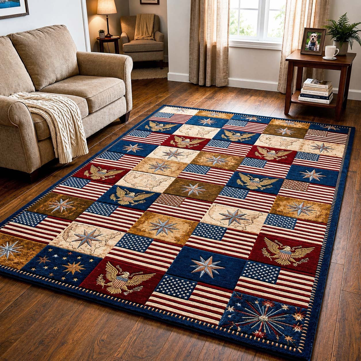 250th Anniversary USA Quilted Area Rug USA 250 Years Of Freedom Gifts For Patriotic Dad - Pvr