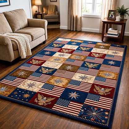 250th Anniversary USA Quilted Area Rug USA 250 Years Of Freedom Gifts For Patriotic Dad - Pvr
