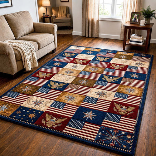 250th Anniversary USA Quilted Area Rug USA 250 Years Of Freedom Gifts For Patriotic Dad - Pvr