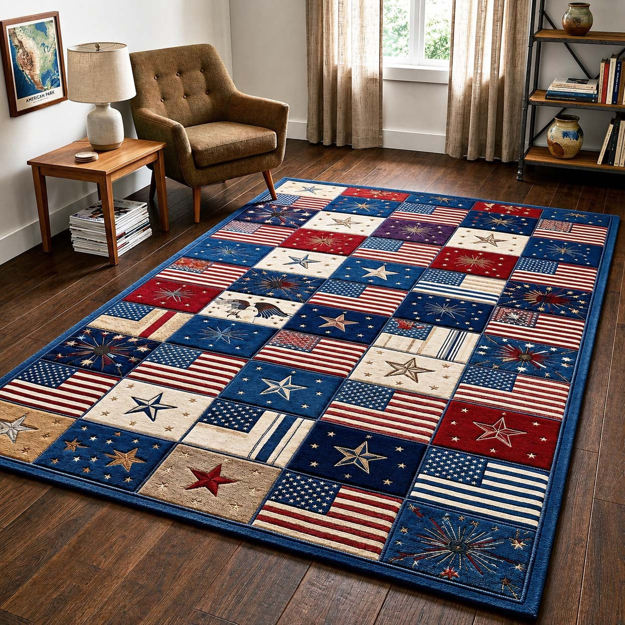 250th Anniversary USA Quilted Area Rug USA 250 Years Of Independence Gifts For Men - Pvr