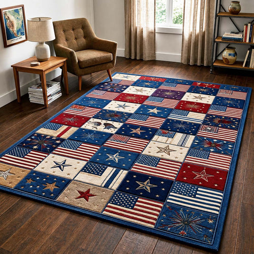 250th Anniversary USA Quilted Area Rug USA 250 Years Of Independence Gifts For Men - Pvr