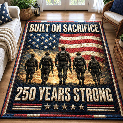 250th Anniversary USA Quilted Area Rug USA 250 Years Strong Gift For 4Th Of July - Pvr