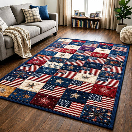 250th Anniversary USA Quilted Area Rug USA Defending Liberty Gift For 4Th Of July - Pvr