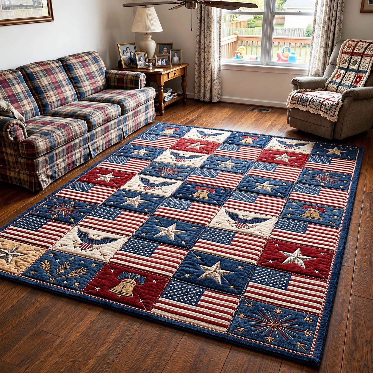 250th Anniversary USA Quilted Area Rug We The People Patriotic Gifts For Him - Pvr