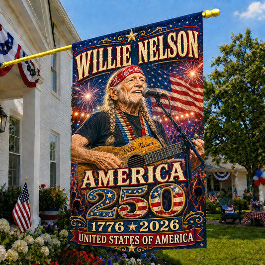 Willie Nelson America 250Th Anniversary Flag America 250 Years Flag 4Th Of July Gifts - Pvr