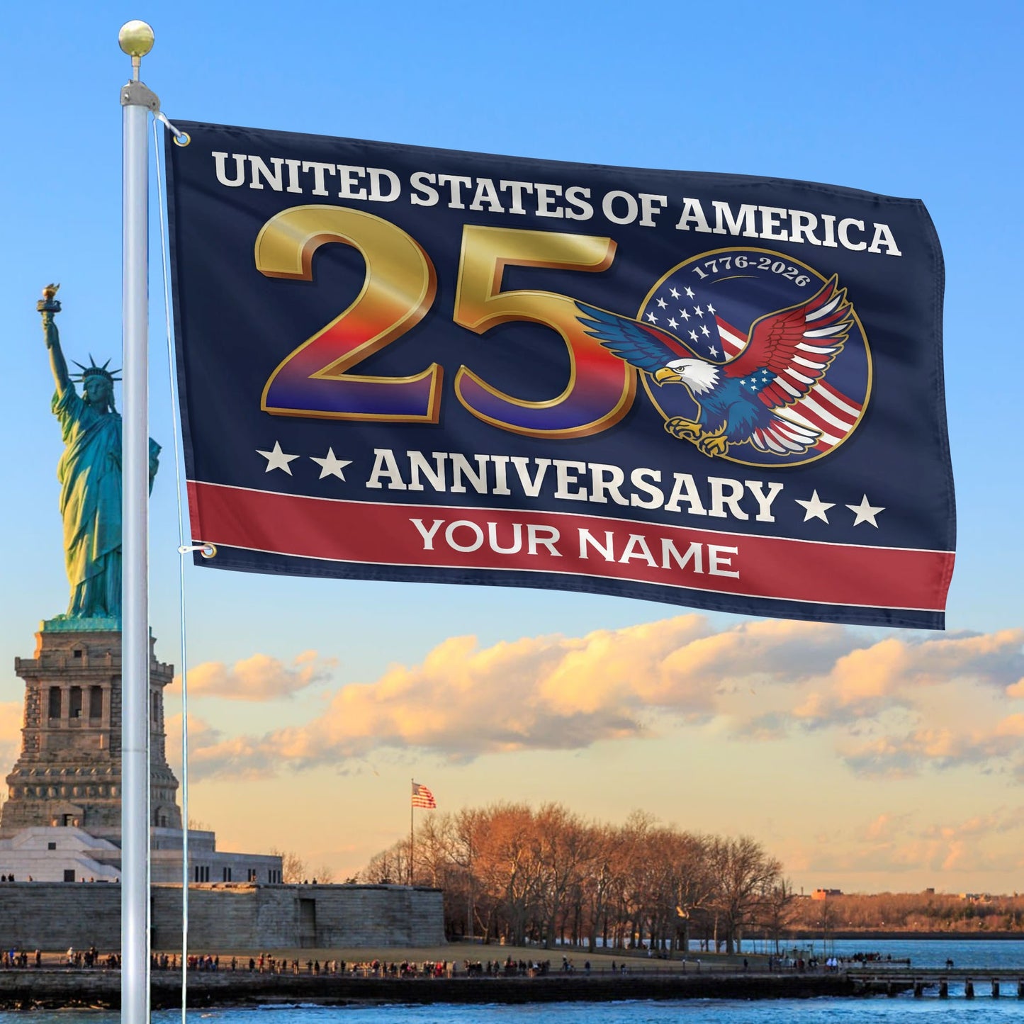 Custom America 250Th Anniversary Flag Independence Day Merch Patriotic Yard Decor - Printvoro