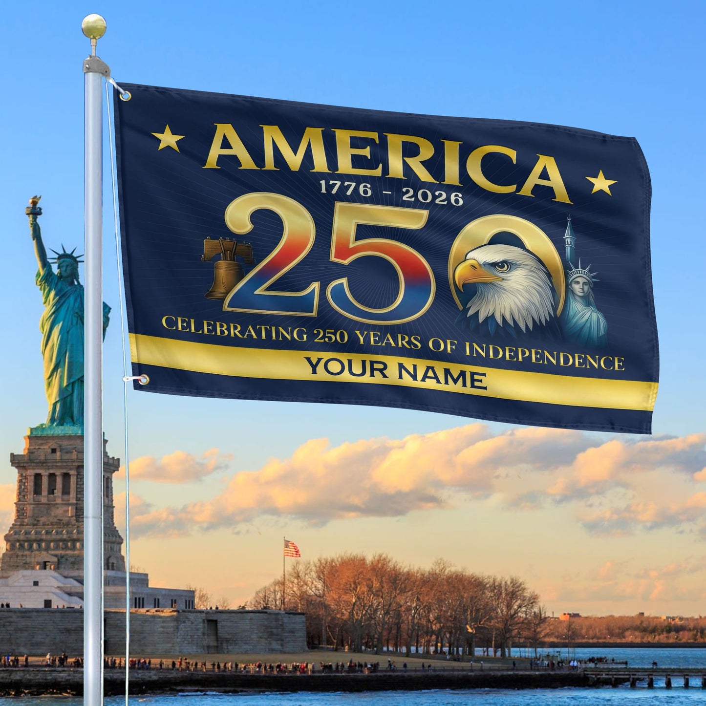 Custom America Celebrates 250Th Anniversary Flag Independence Day Merch Patriotic Yard Decor - Printvoro