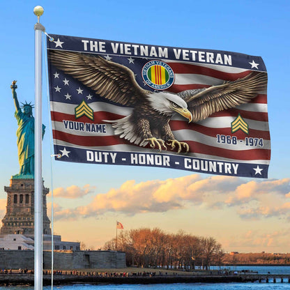 Custom Bald Eagle The Vietnam Veteran Flag 1968 1974 Merch Patriotic Yard Decor - Printvoro