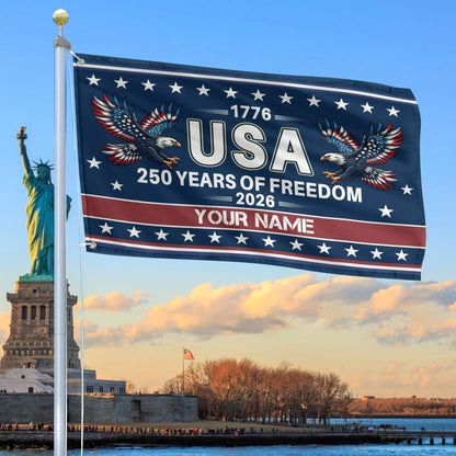 Custom USA 250 Years Of Freedom Flag US Bald Eagle Merch Patriotic Lawn Decor - Printvoro