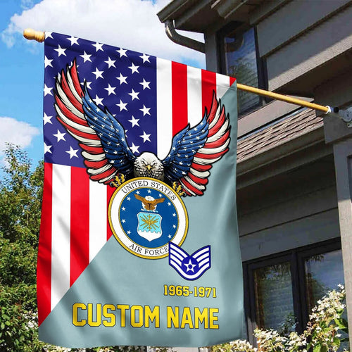 Custom Bald Eagle United States Air Force Flag 1965 1971 Merch Lawn Decor - Printvoro