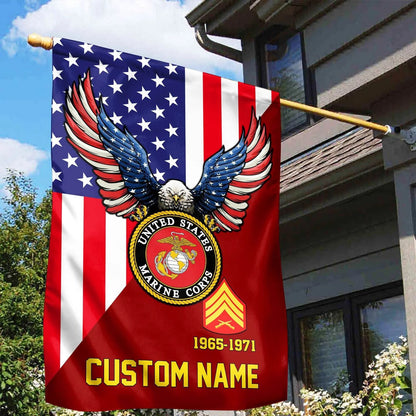 Custom Bald Eagle United States Marines Corps Flag 1965 1971 Merch Patriotic Indoor Decor - Printvoro
