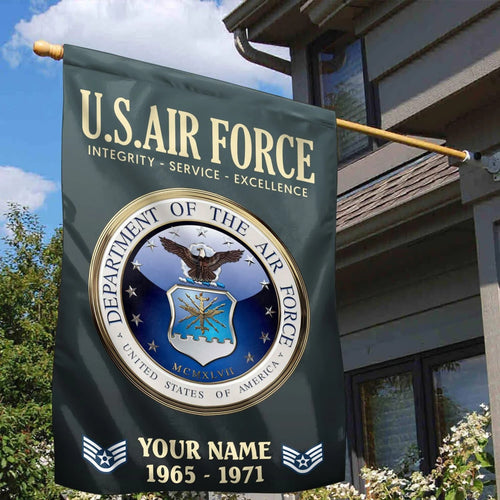 Custom Bald Eagle US Air Force Flag 1965 1971 Merch Outdoor Decor - Printvoro