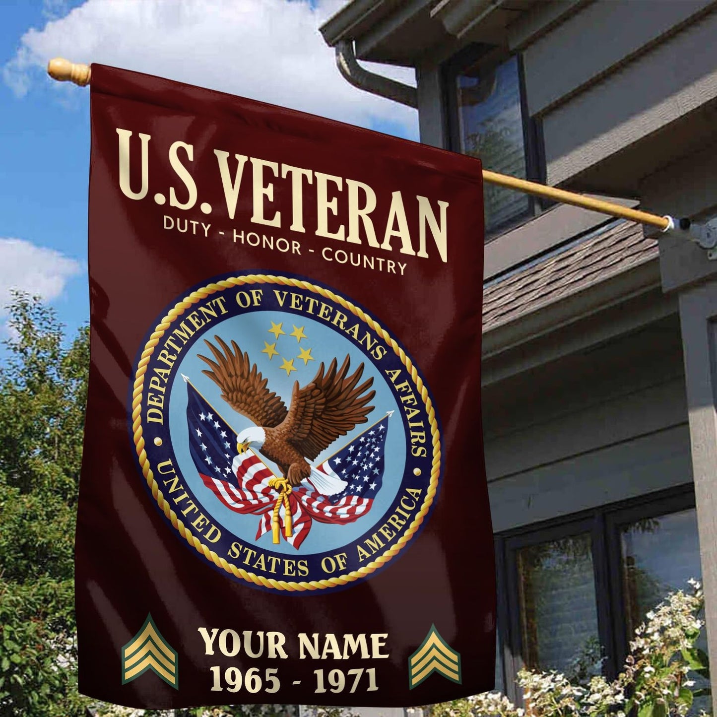 Custom Bald Eagle US Veteran Flag Department Of Veterans Merch Patriotic Yard Decor - Printvoro