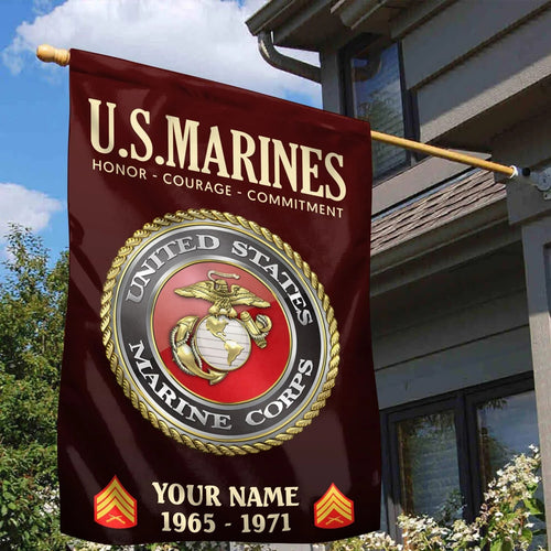 Custom United States Marine Corps Flag US Marines 1965 1971 Merch Patriotic Indoor Decor - Printvoro