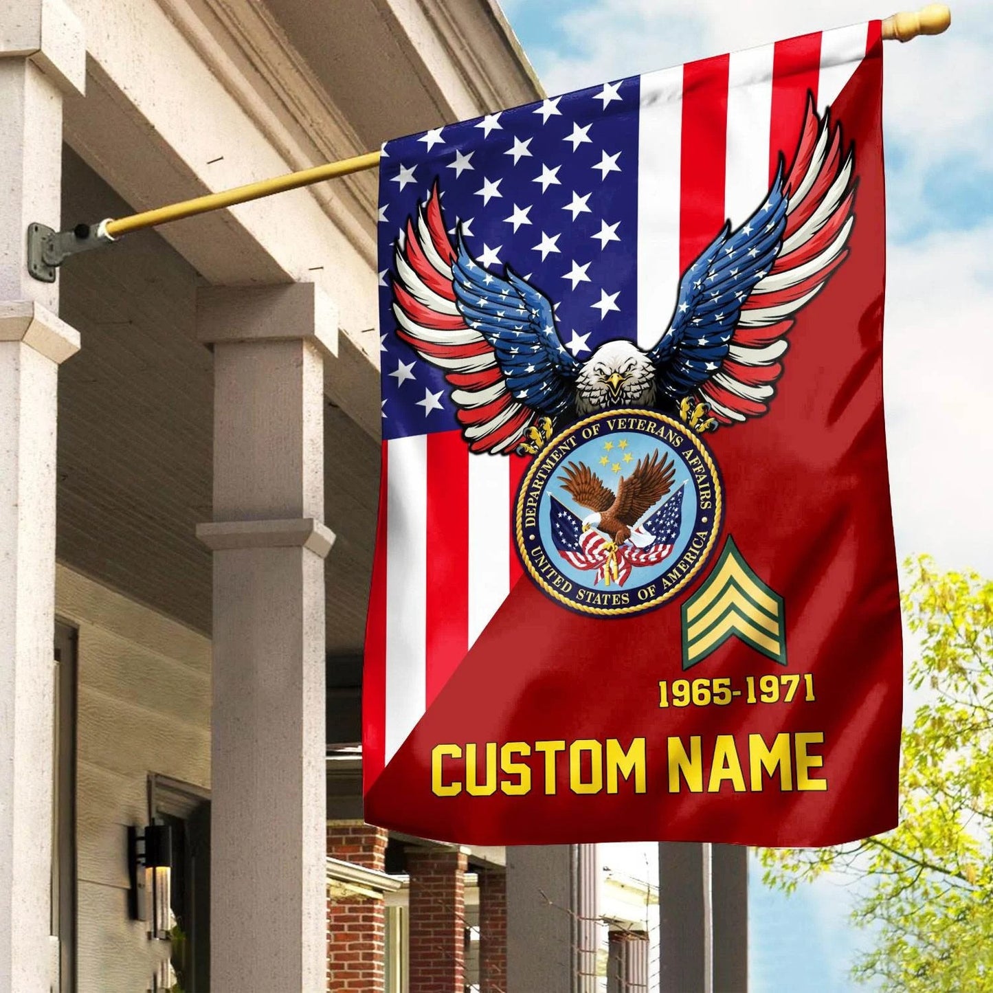 Custom United States Of America Flag Department Of Veteran Merch Patriotic Indoor Decor - Printvoro