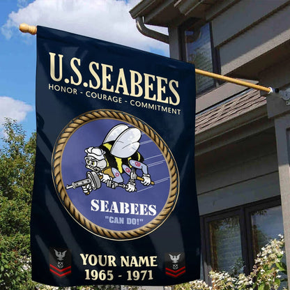 Custom US Seabees Can Do Flag 1965 1971 Honor Courage Commitment Merch Outdoor Decor - Printvoro