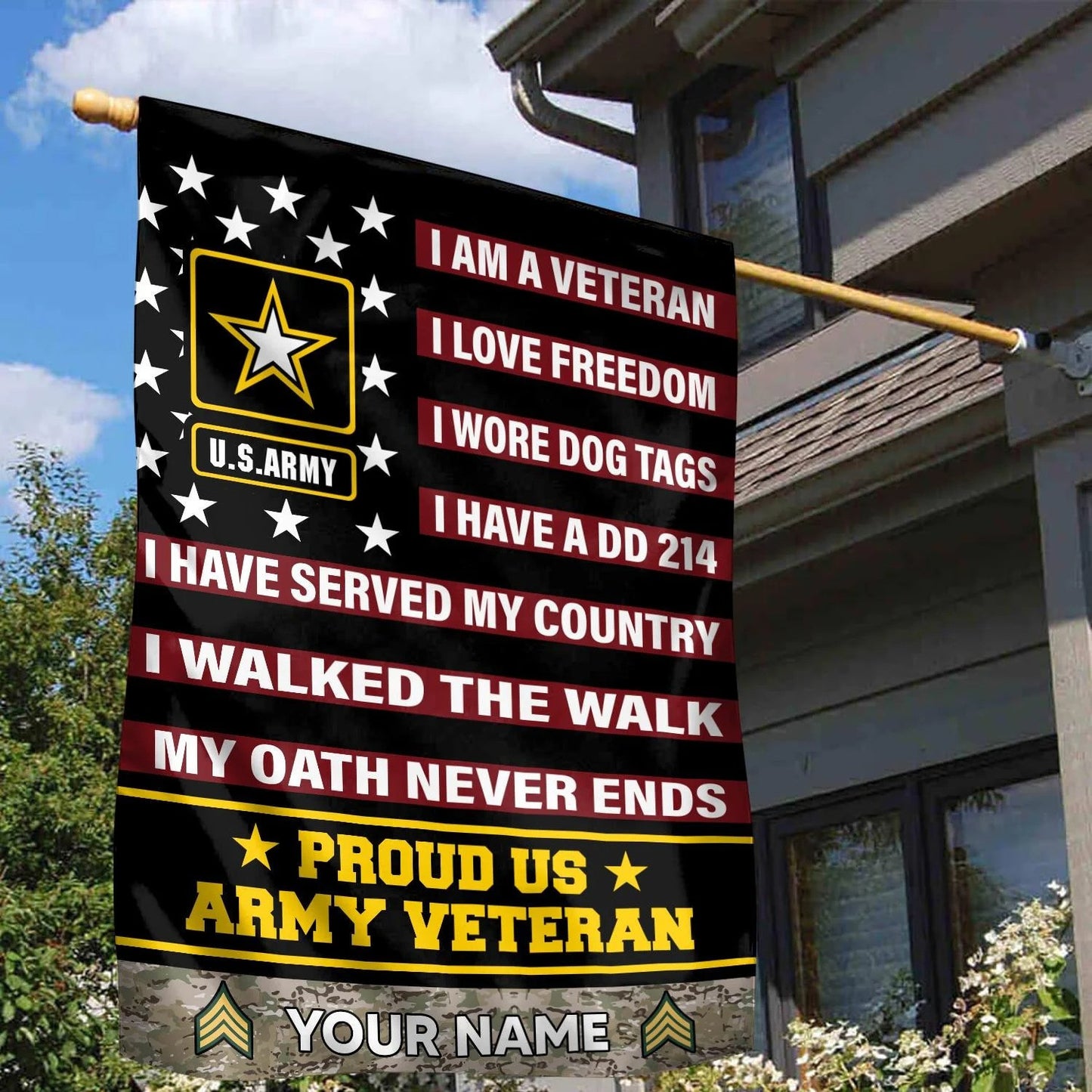 Custom Proud US Veteran Flag Patriotic US Bald Eagle Outdoor Decoration Gifts For Army - Printvoro