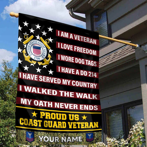 Custom United States Coast Guard Flag US Veteran Merch Patriotic Indoor Decor - Printvoro