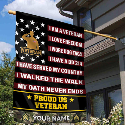 Custom US Veteran Flag Freedom Day Merch Patriotic Outdoor Decor - Printvoro