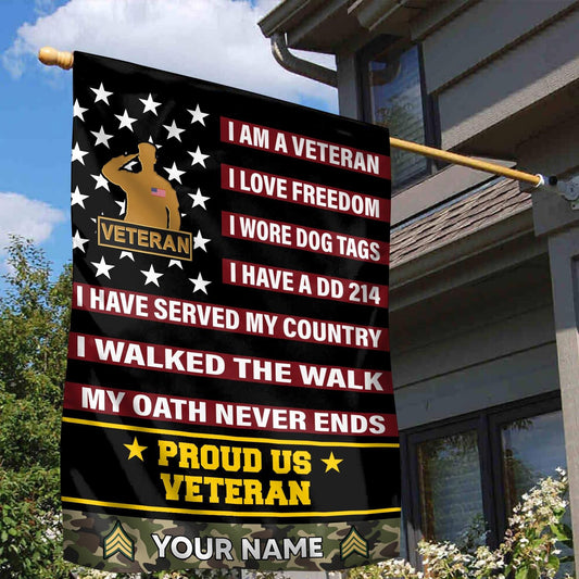 Custom US Veteran Flag Freedom Day Merch Patriotic Outdoor Decor - Printvoro