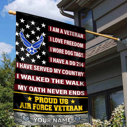 Custom US Veteran My Oath Never Ends Flag Proud US Air Force Veteran Merch Lawn Decor - Printvoro