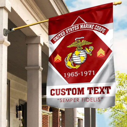 Custom United States Marine Corps Flag 1965 1971 Merch Patriotic Lawn Decor - Printvoro