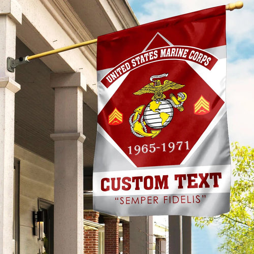 Custom United States Marine Corps Flag 1965 1971 Merch Patriotic Lawn Decor - Printvoro