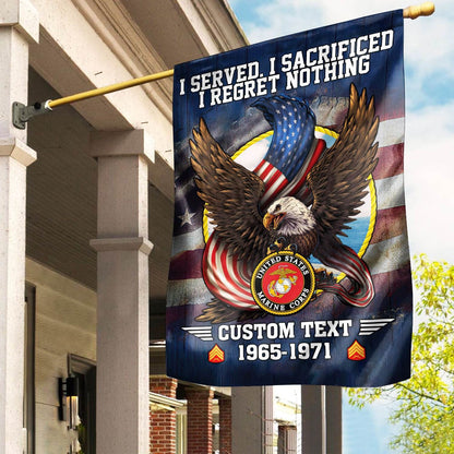 Custom US Bald Eagle Marine Corps I Served I Reget Nothing Flag 1965 1971 Merch Yard Decor - Printvoro