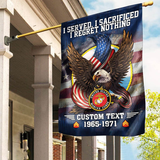 Custom US Bald Eagle Marine Corps I Served I Reget Nothing Flag 1965 1971 Merch Yard Decor - Printvoro