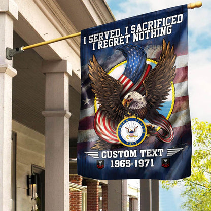 Custom US Navy I Served I Regret Nothing Flag 1965 1971 Bald Eagle Merch Patriotic Yard Decor - Printvoro