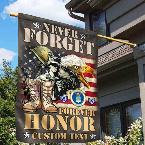 Custom Never Forget Forever Honor Flag Honor Military Bald Eagle Merch Patriotic Indoor Decor - Printvoro
