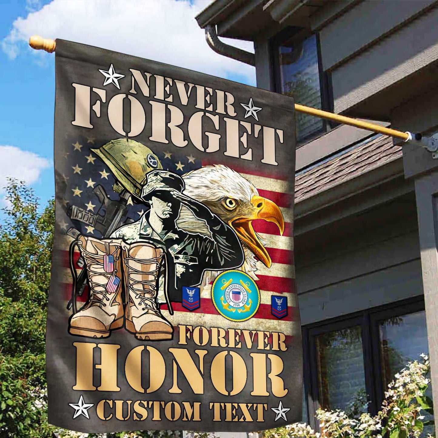 Custom Never Forget Forever Honor Flag Years Of Liberty Outdoor Banner Gift For Veteran Dad - Printvoro